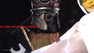 Chinese astronaut is not sure if she is aroused or intimidated while a monster is massaging her