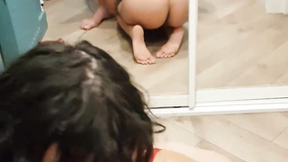 Absolutely Uber-Sexy Enormous Bum Black-Haired GIRLFRIEND Likes To Deep-Throat And Pummel Her Dude's Ample Monstrous Man Meat POINT OF VIEW