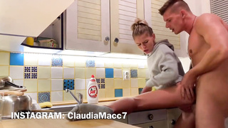 shagging in the kitchen and internal cumshot