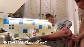 shagging in the kitchen and internal cumshot