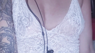 guided hand job inked towheaded rachell miranda guiding her hand job