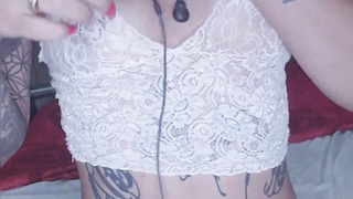 guided hand job inked towheaded rachell miranda guiding her hand job