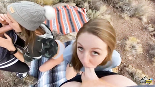 Wild femmes went hiking with homies and finished up gargling their penises and getting banged stiff