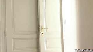 Crazy blond nymph enticed her daddy in law and fellated his wood before having hump with him