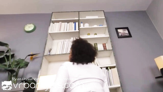 Enrapturing, Ebony female is getting down on all fours on the floor and softly pawing her paramour's rock rock hard boner