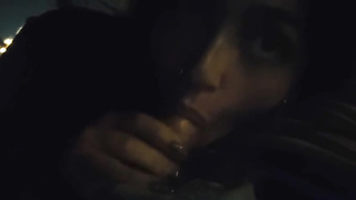 Manmeat luving female is providing a suck off to a stranger in a public place, late at night