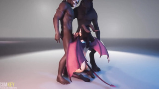 Succub lured Werewolf and Guy - Large Boner monster - THREE DIMENSIONAL Pornography WildLife - Halloween animation