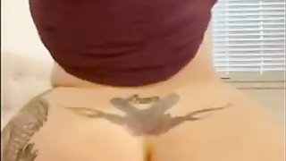 Hefty arse light-haired with a tat on the lower back is railing a rock rock hard schlong