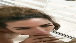 Brazilian honey with rock-hard fun bags and sunburn lines is getting on all fours on the floor while inhaling manhood