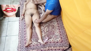 Beautiful damsel romping in her home