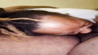 After deep-throating a thick, black chisel, trampy Ebony nymph is slurping geysers of new jism