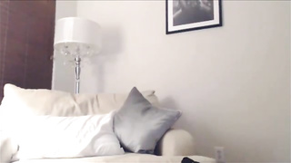 Fantastic platinum-blonde stunner, Gisele is wanking in front of the web camera, late at night