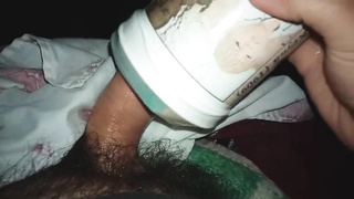 I use my homemade fleshlight - spunk stiff