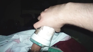 I use my homemade fleshlight - spunk stiff