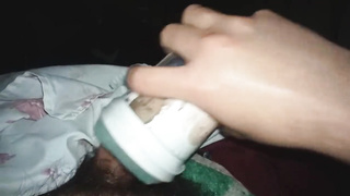 I use my homemade fleshlight - spunk stiff