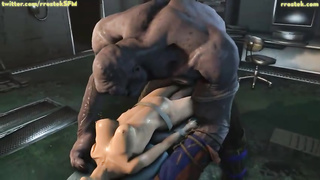 Super-Naughty monster is nailing a human lady every once in a while and wrecking her fuckbox