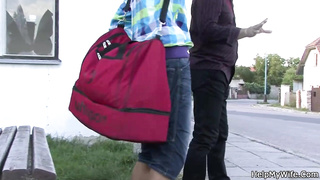 Ultra-Kinky dark-haired asks a buddy to tear up her and leans over after fellating his man-meat