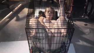 My fuck-a-thon victim plays with herself while locked inwards box