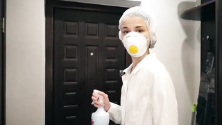 Naive damsel is inhaling a rock stiff stiffy thinking that it would protect her from covid