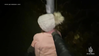 Cute, fledgling damsel is squealing while throating a stranger's shaft , in the middle of the night