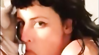 Unexperienced dark-haired is impatiently inhaling a rock rock-hard hard-on in front of the web camera