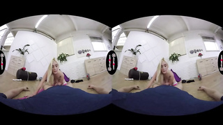 Gorgeous ash-blonde gymnast, Daisy Lee enjoys to do her opening up routine while railing a rock rock-hard weenie