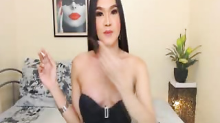 Gorgeous busty shemale with hard cock