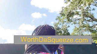 JUICY BBW EBONY  showing ass and cunt OUTSIDE - Lovely BBW SSBBW FETISH - Black Girl Twerking ASS