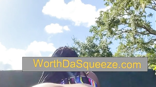 JUICY BBW EBONY  showing ass and cunt OUTSIDE - Lovely BBW SSBBW FETISH - Black Girl Twerking ASS