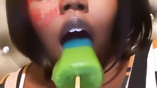 BBW EBONY sucking DILDO - Lovely BBW SSBBW FETISH