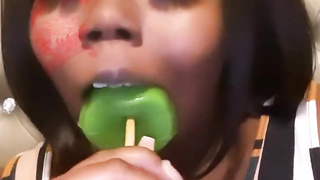 BBW EBONY sucking DILDO - Lovely BBW SSBBW FETISH