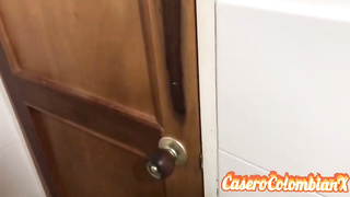 Scarcely 18 stunner is fellating knob and getting ravaged from the back, in the douche