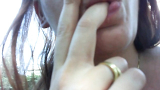 Insatiable, fledgling nymph is privately massaging her drenching humid vag in the backyard and liking it