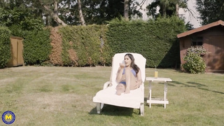 Insane nubile is railing a rock rock hard manhood in the backyard and wailing while nutting