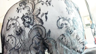 Huge donk doll in a stellar, black sundress is farting in front of the camera