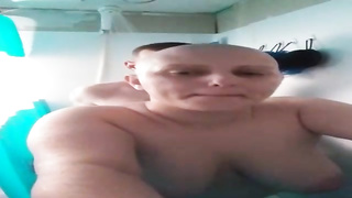 Hairless dame is impatiently deep throating a rock rock-hard boner while getting her head newly smoothly-shaven