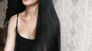 Super-Hot black-haired gets enormously excited when her paramour begins smooching her neck while pulling her hair