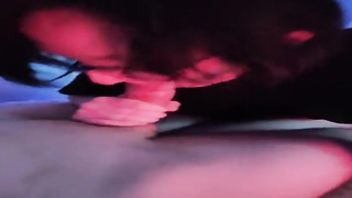 Nerdy doll is deep-throating a rock firm bone like a professional wanting to get jizm in facehole