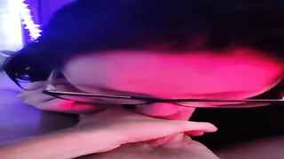 Nerdy doll is deep-throating a rock firm bone like a professional wanting to get jizm in facehole