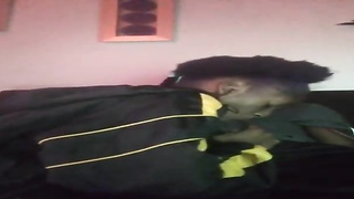 Ebony lady is throating her beau's rock rigid wood as deep as she can drink it