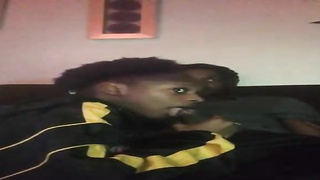 Ebony lady is throating her beau's rock rigid wood as deep as she can drink it