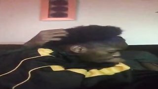 Ebony lady is throating her beau's rock rigid wood as deep as she can drink it