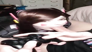 Dva is anxiously deepthroating one of the fattest boners she has ever seen, just for joy