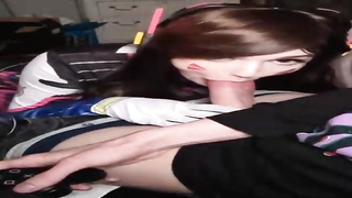 Dva is anxiously deepthroating one of the fattest boners she has ever seen, just for joy