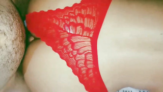 Bodacious honey in glamour, crimson underpants is getting romped from the back and hoping a money-shot
