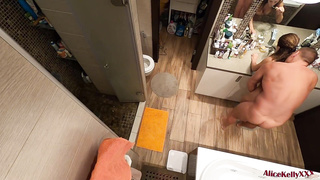 Female Deep Fellates Dinky In The Douche, Plows In Different Poses And Receives Money-Shot On Slit