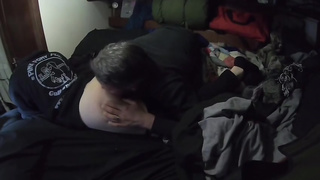 Crimson haired honey is inhaling a rock rock-hard man sausage as deep as she can drink it