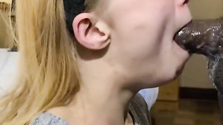 Curvaceous White Damsel Inhaling Ginormous Black Bone End With Filthy Facial Cumshot