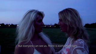 two blondes slurping vulva, deepthroat Man Sausage  blazing balloons and smoke weed outdoors