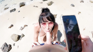 DUMPING and FACIAL CUMSHOT on PUBLIC BEACH - I plowed a random boy to get DUAL JIZZ - Tiny Nicole